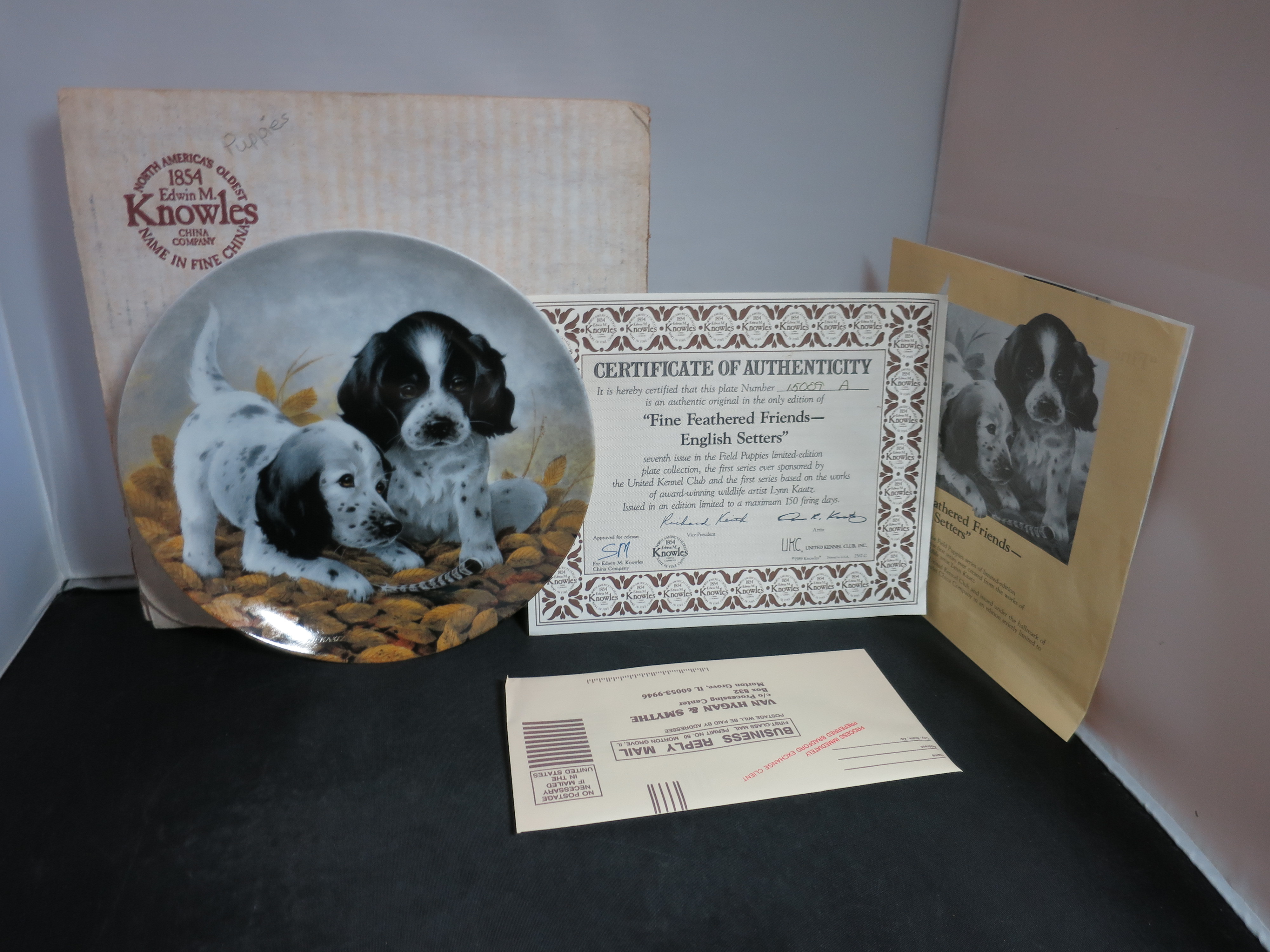 Fine Feathered Friends English Setters by Lynn Kaatz 1989 Knowles