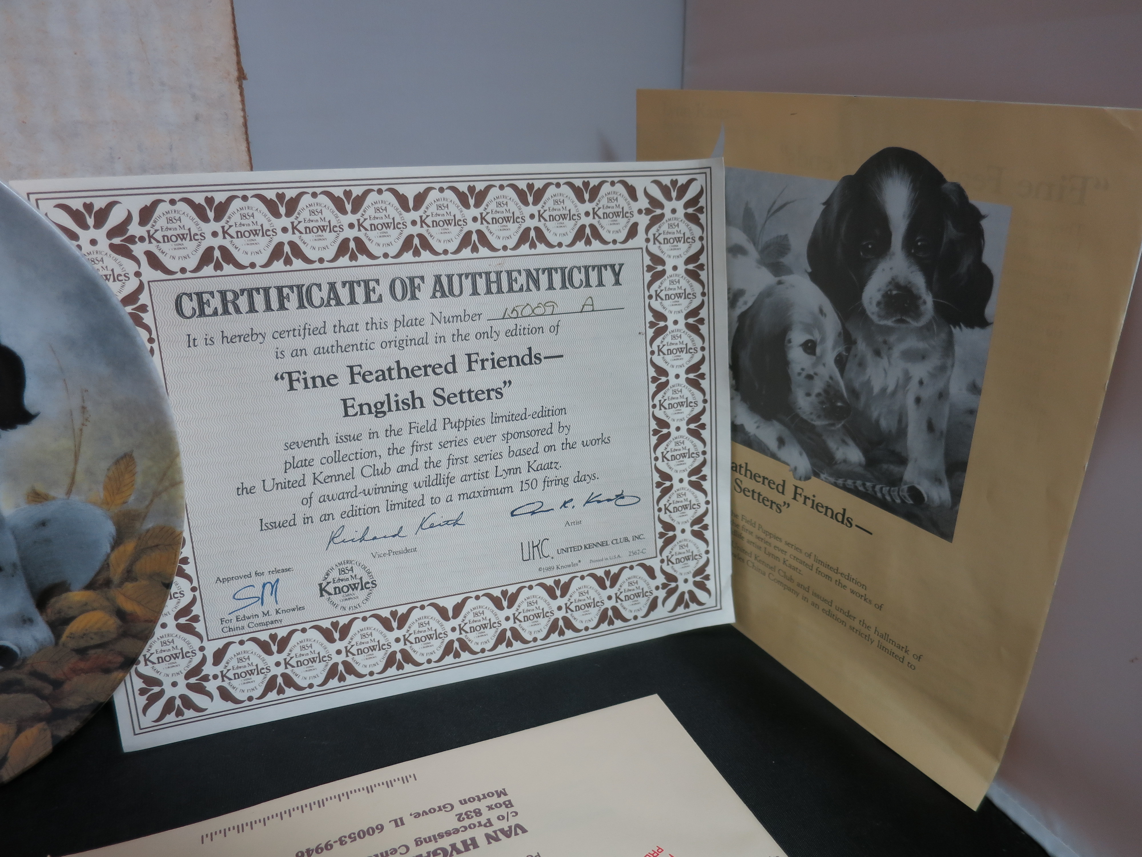 Fine Feathered Friends English Setters by Lynn Kaatz 1989 Knowles