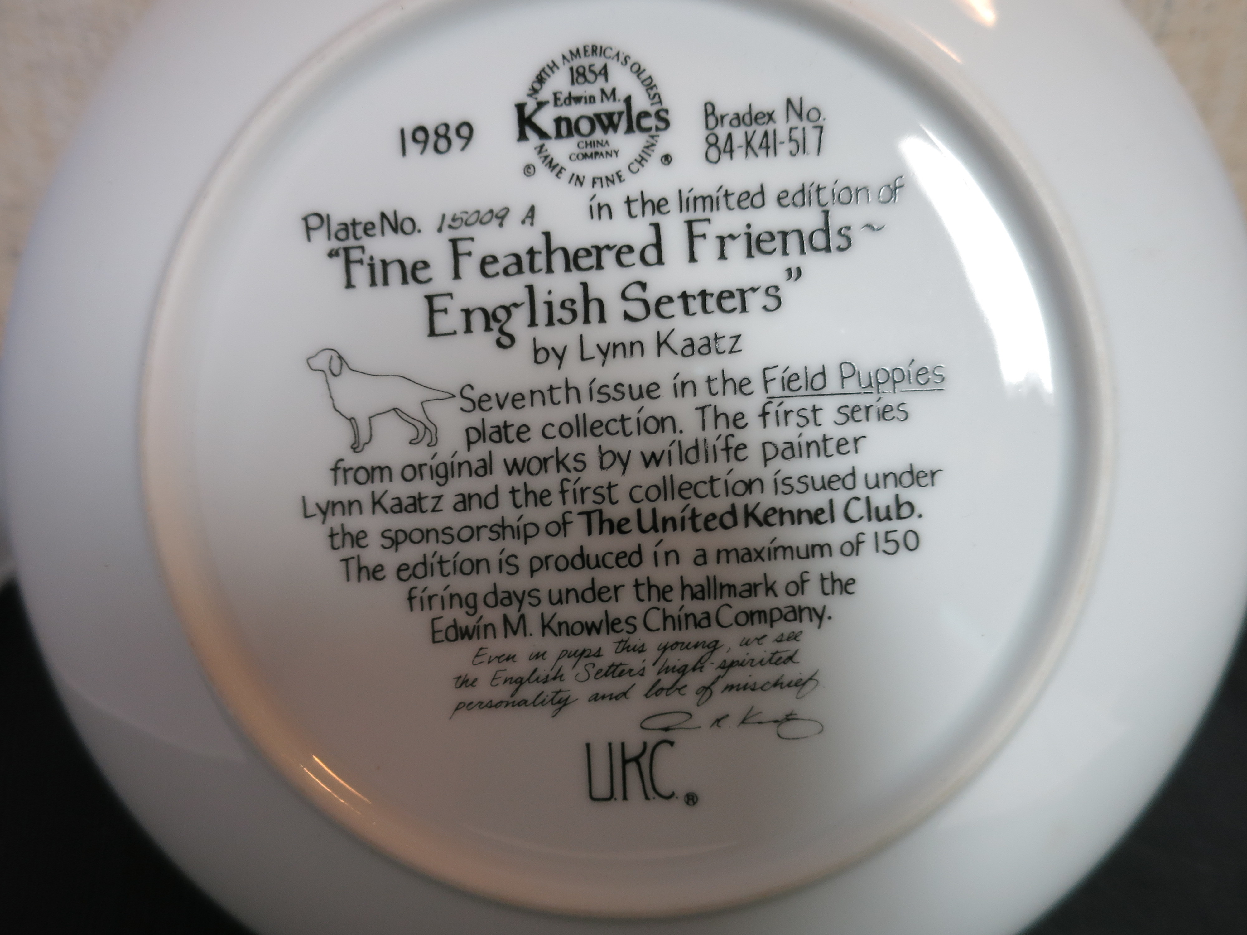 Fine Feathered Friends English Setters by Lynn Kaatz 1989 Knowles