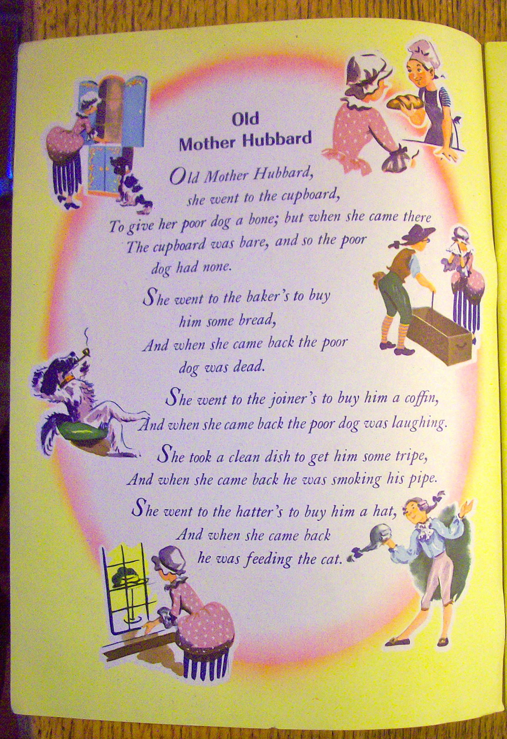 Mother Goose Nursery Rhymes Book 1940's Anne Elizabeth