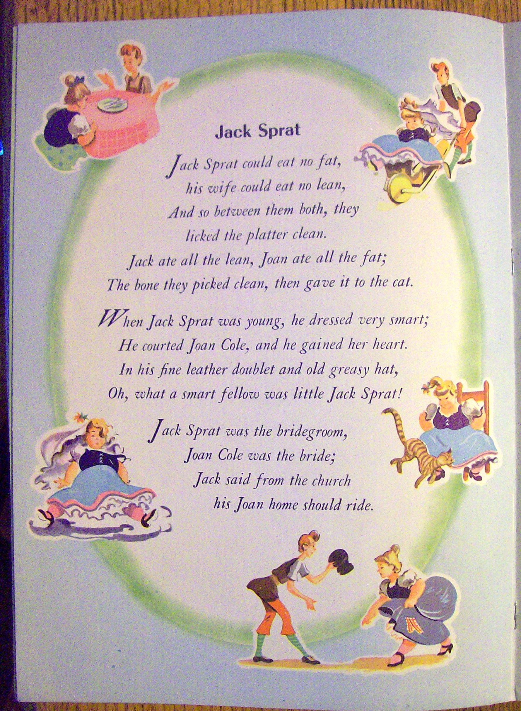 Mother Goose Nursery Rhymes Book 1940's Anne Elizabeth