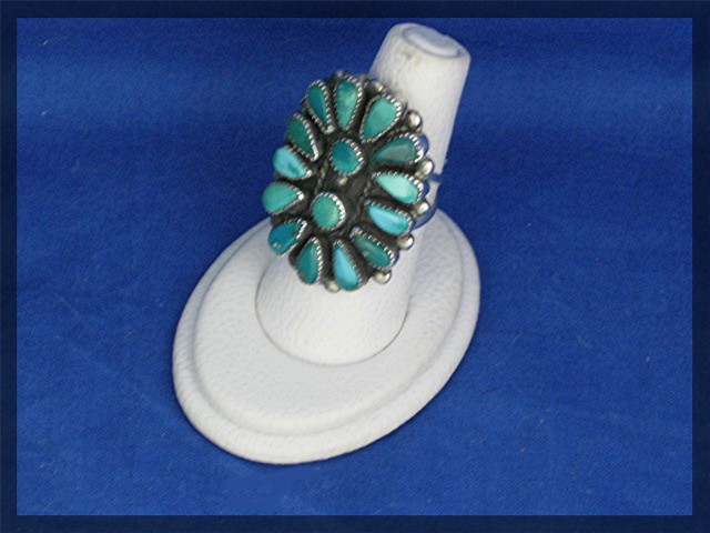 Navajo Sterling Silver Turquoise Ring Elsie Yazzie 70s
