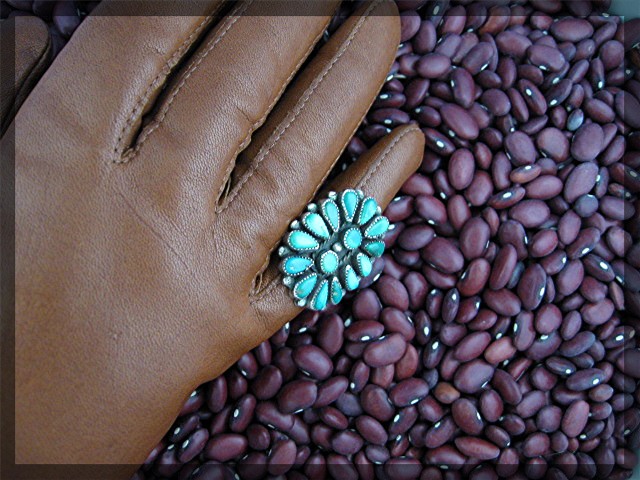 Navajo Sterling Silver Turquoise Ring Elsie Yazzie 70s