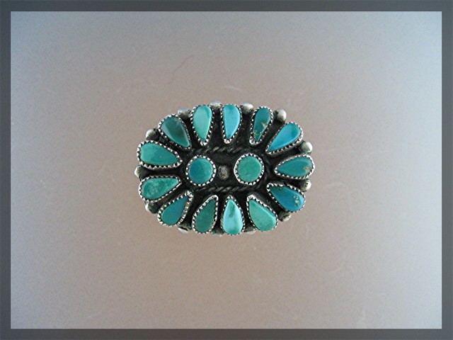 Navajo Sterling Silver Turquoise Ring Elsie Yazzie 70s