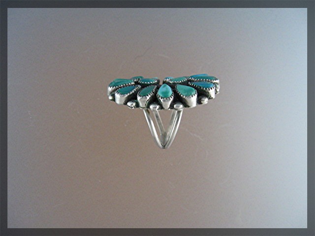 Navajo Sterling Silver Turquoise Ring Elsie Yazzie 70s
