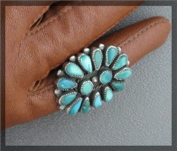 Navajo Sterling Silver Turquoise Ring Elsie Yazzie 70s