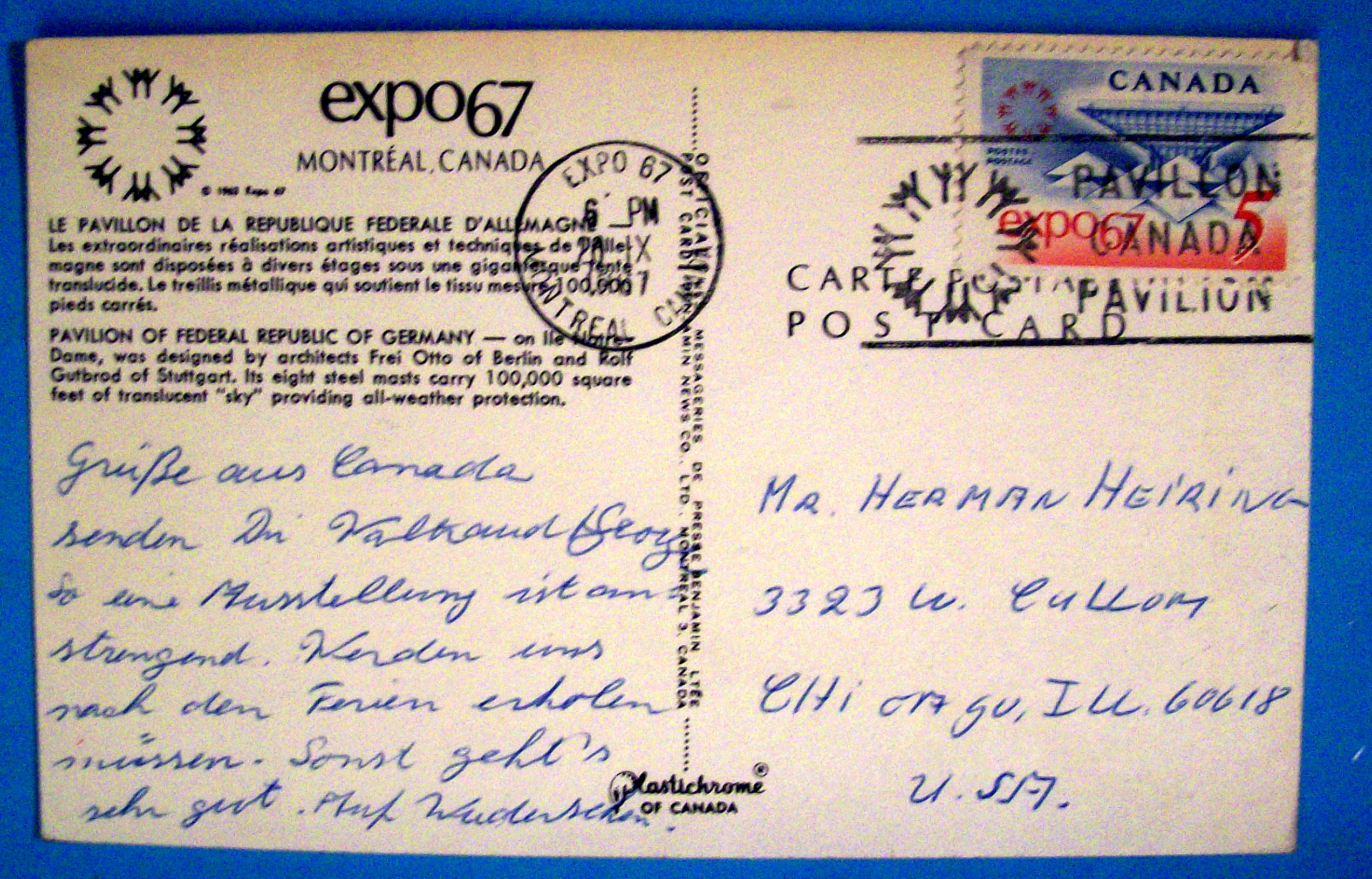 Pavilion Of Federal Republic Of Germany Postcard