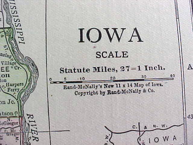Antique Map Iowa 1916 Rand McNally Nice Colors