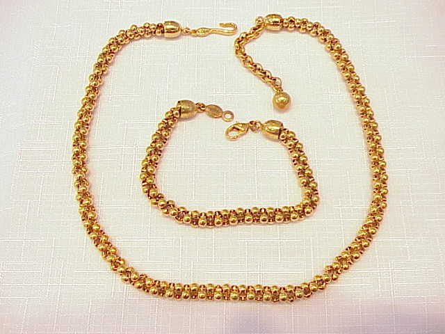 Napier Gold Tone Choker Necklace And Bracelet Set