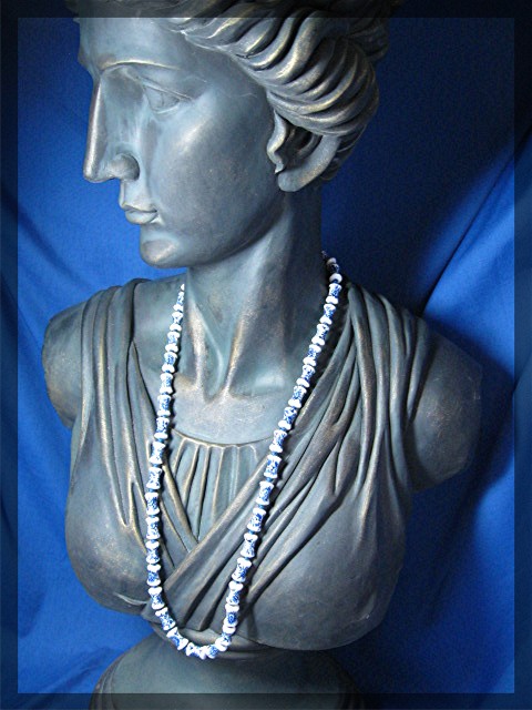 Chinese Porcelain Bead Necklace Sterling Silver Clasp