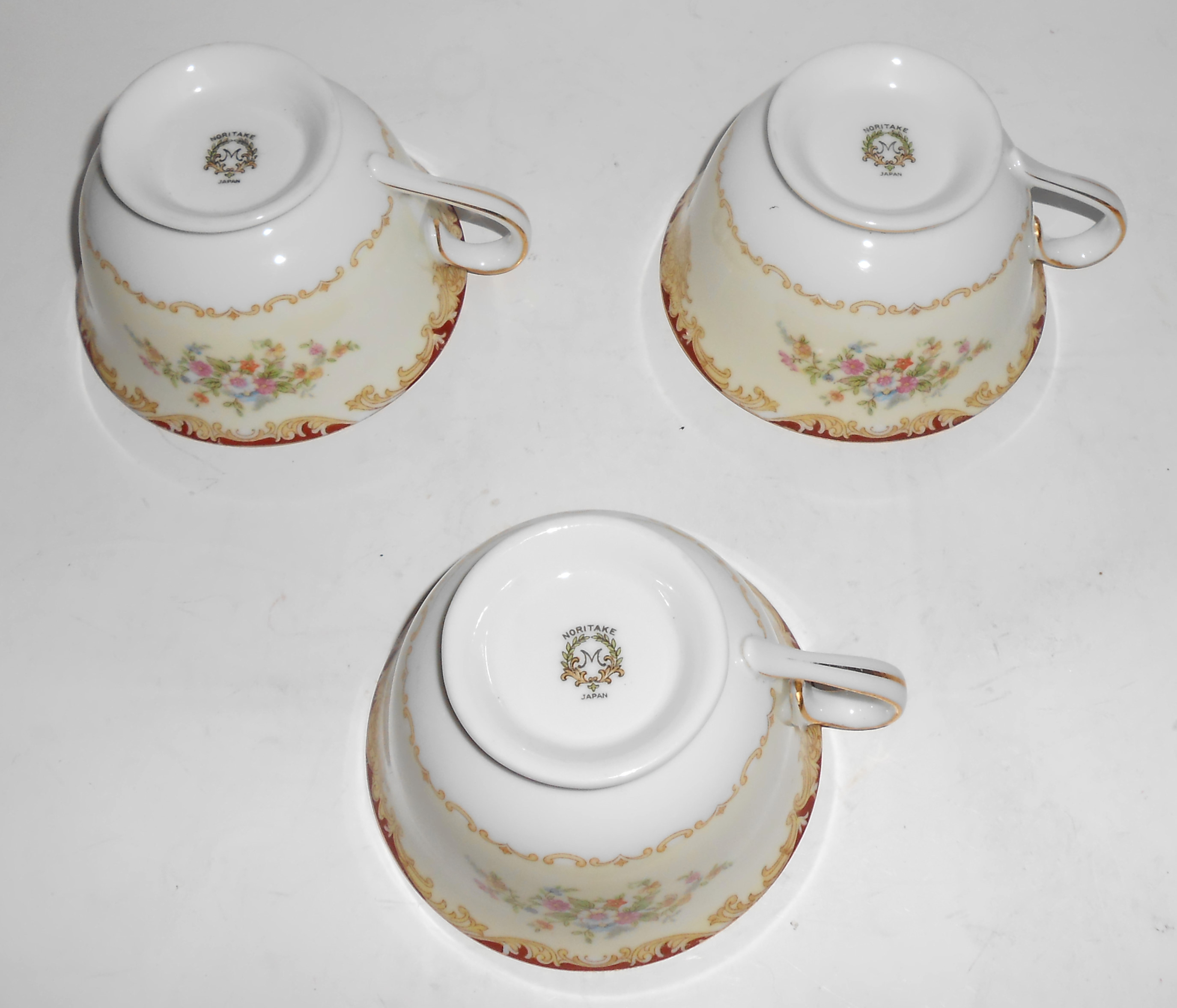 Noritake Porcelain China Mystery 175 W/Gold Set/3 Cups