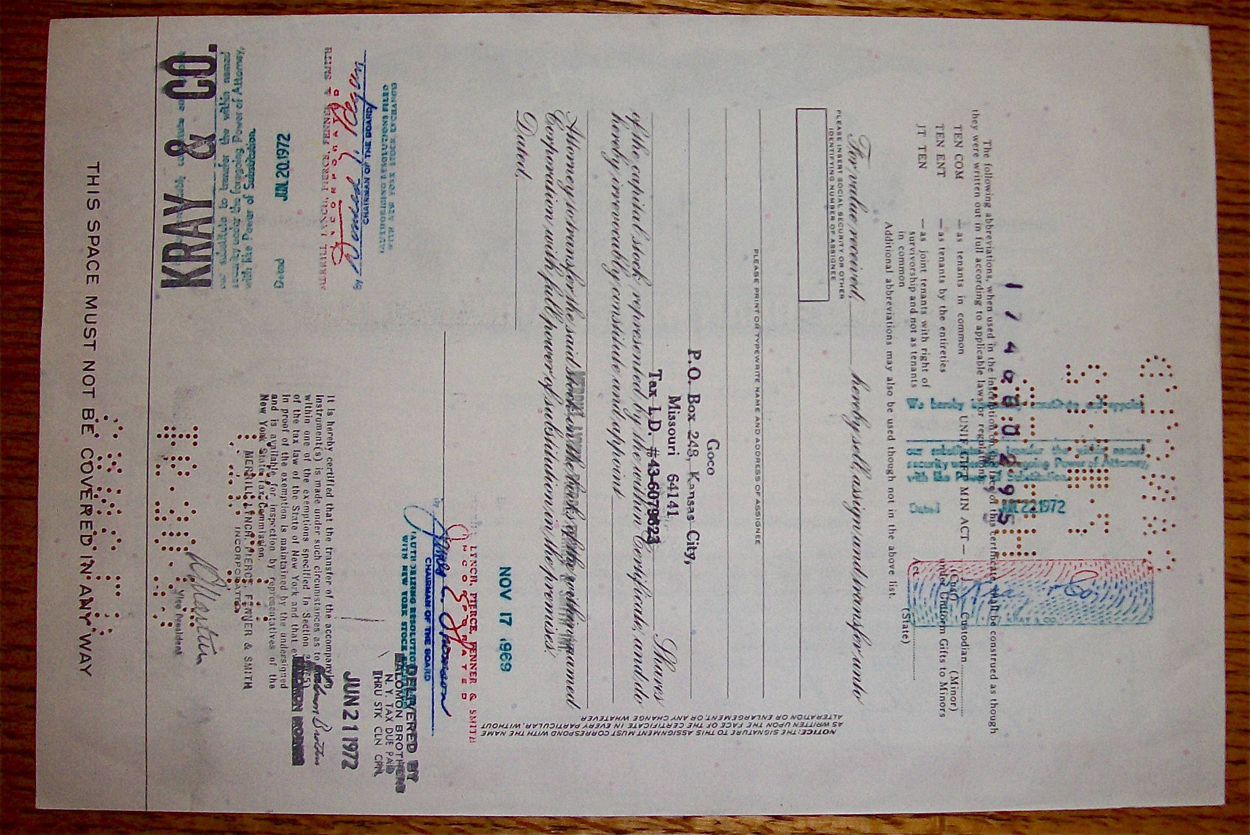 1969 Pan American World Airways Stock Certificate