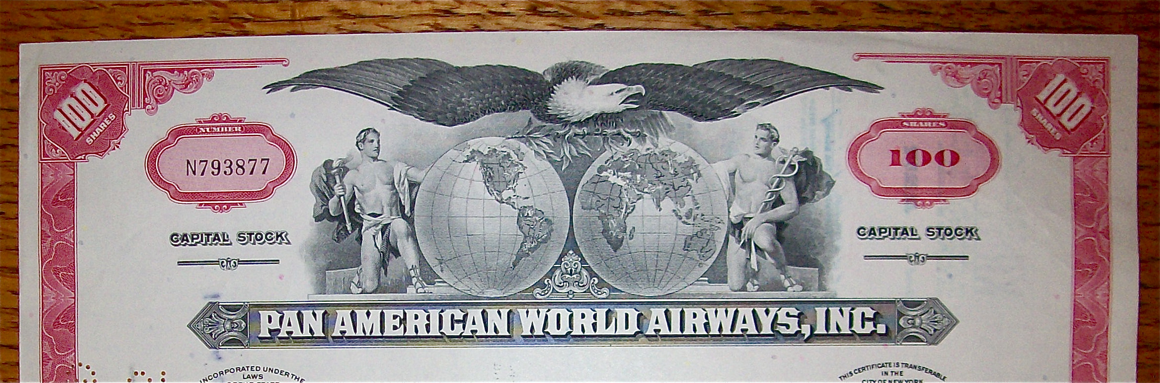 1969 Pan American World Airways Stock Certificate