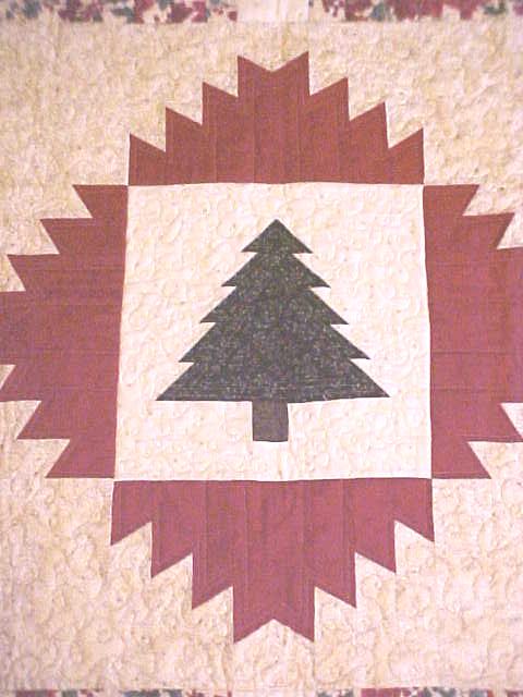 Quilt Wall Hanging Christmas Tree Holly Poinsettias