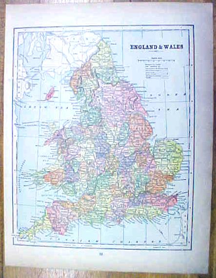 Antique Map Ireland/England/Wales 1902 Crowell