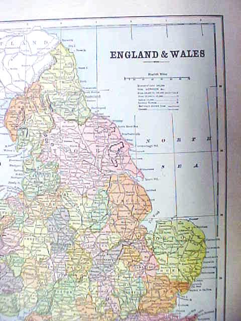 Antique Map Ireland/England/Wales 1902 Crowell