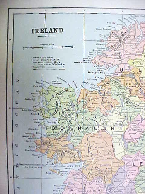Antique Map Ireland/England/Wales 1902 Crowell