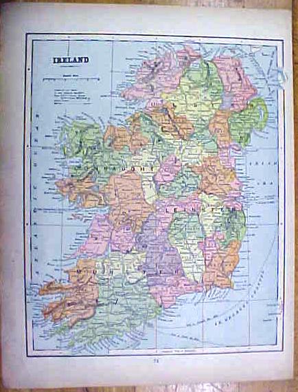 Antique Map Ireland/England/Wales 1902 Crowell