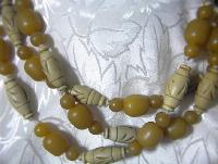 Butterscotch Amber and Carved Bead Necklace