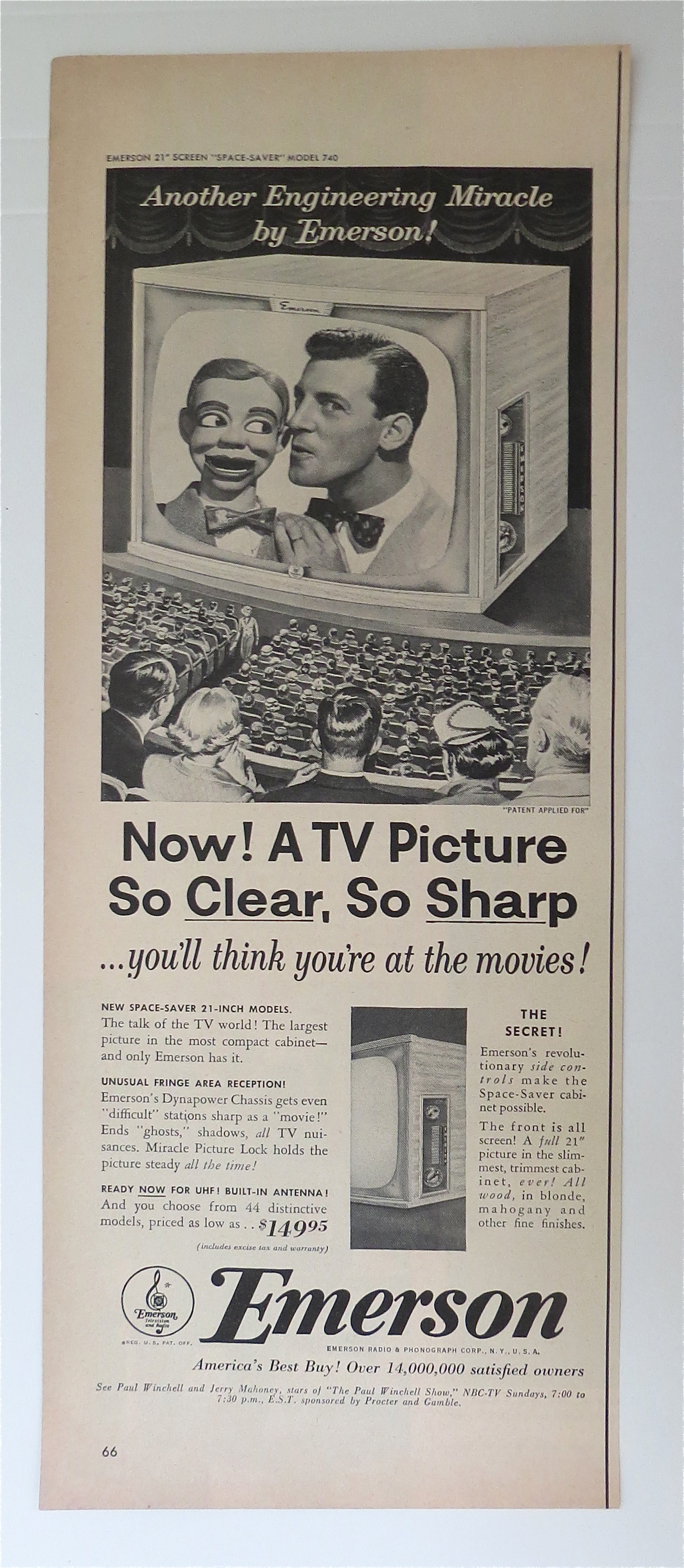 1950's Emerson Television w Paul Winchell & Mahoney