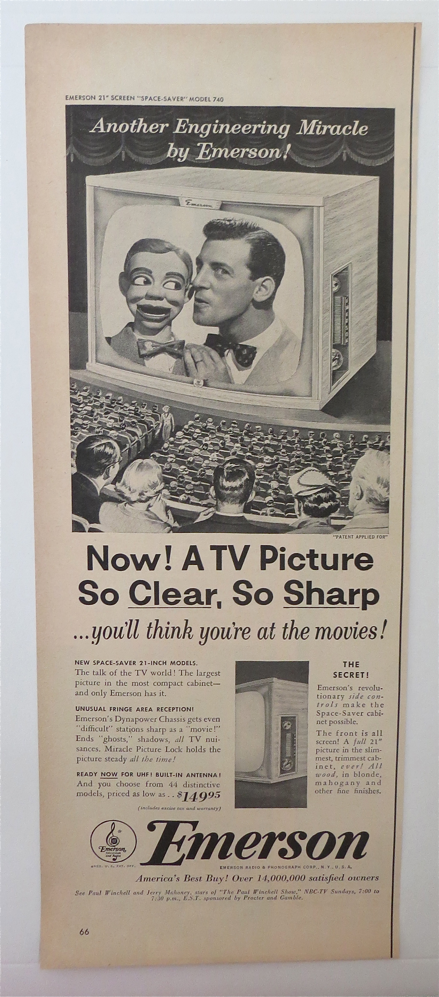 1950's Emerson Television w Paul Winchell & Mahoney
