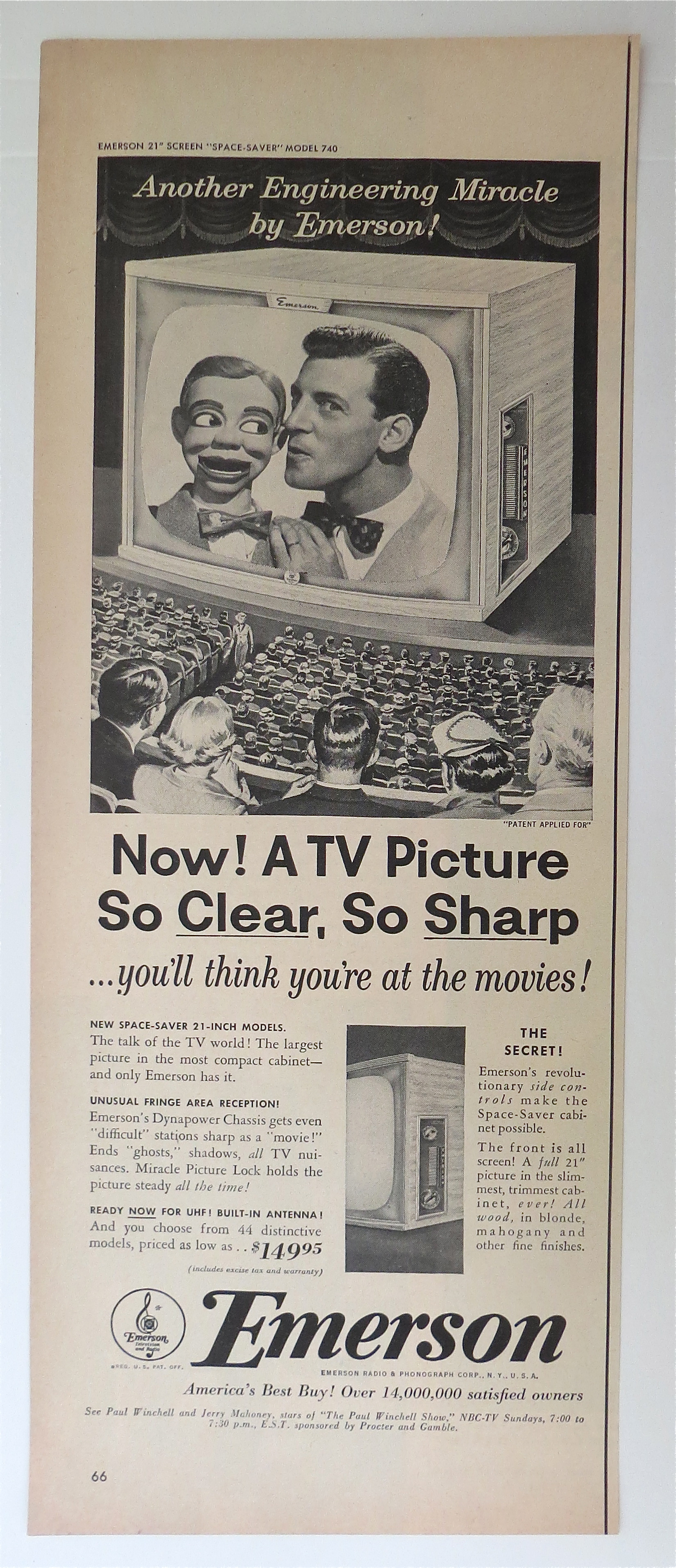 1950's Emerson Television w Paul Winchell & Mahoney