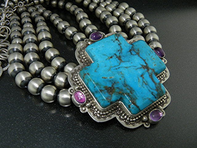 David Troutman Kingman Turquoise Sterling Silver Neckla