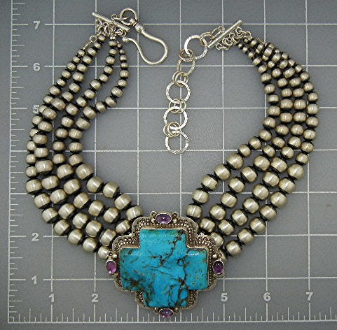 David Troutman Kingman Turquoise Sterling Silver Neckla