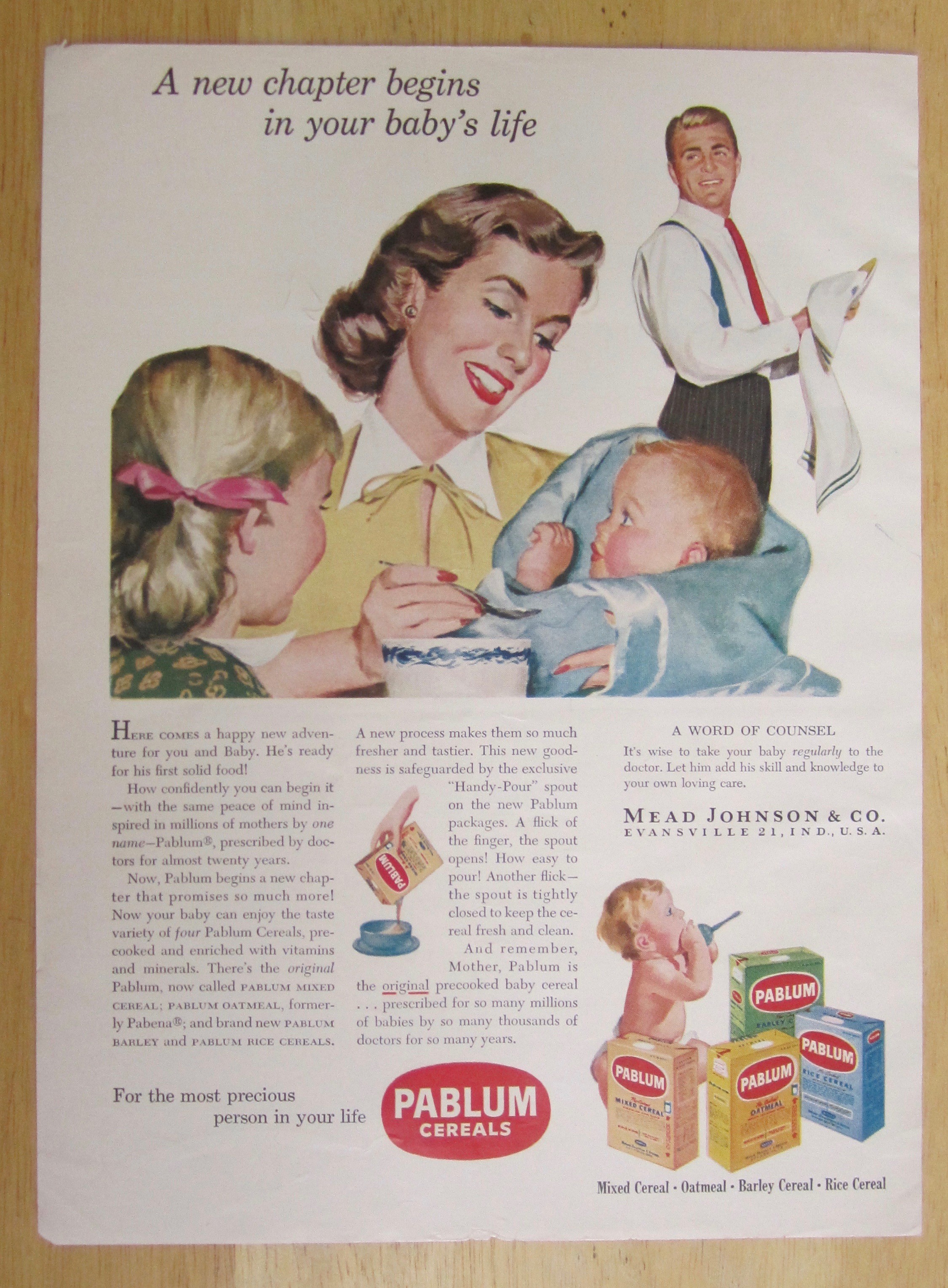 1951 Pablum Cereals with Woman Feeding Baby