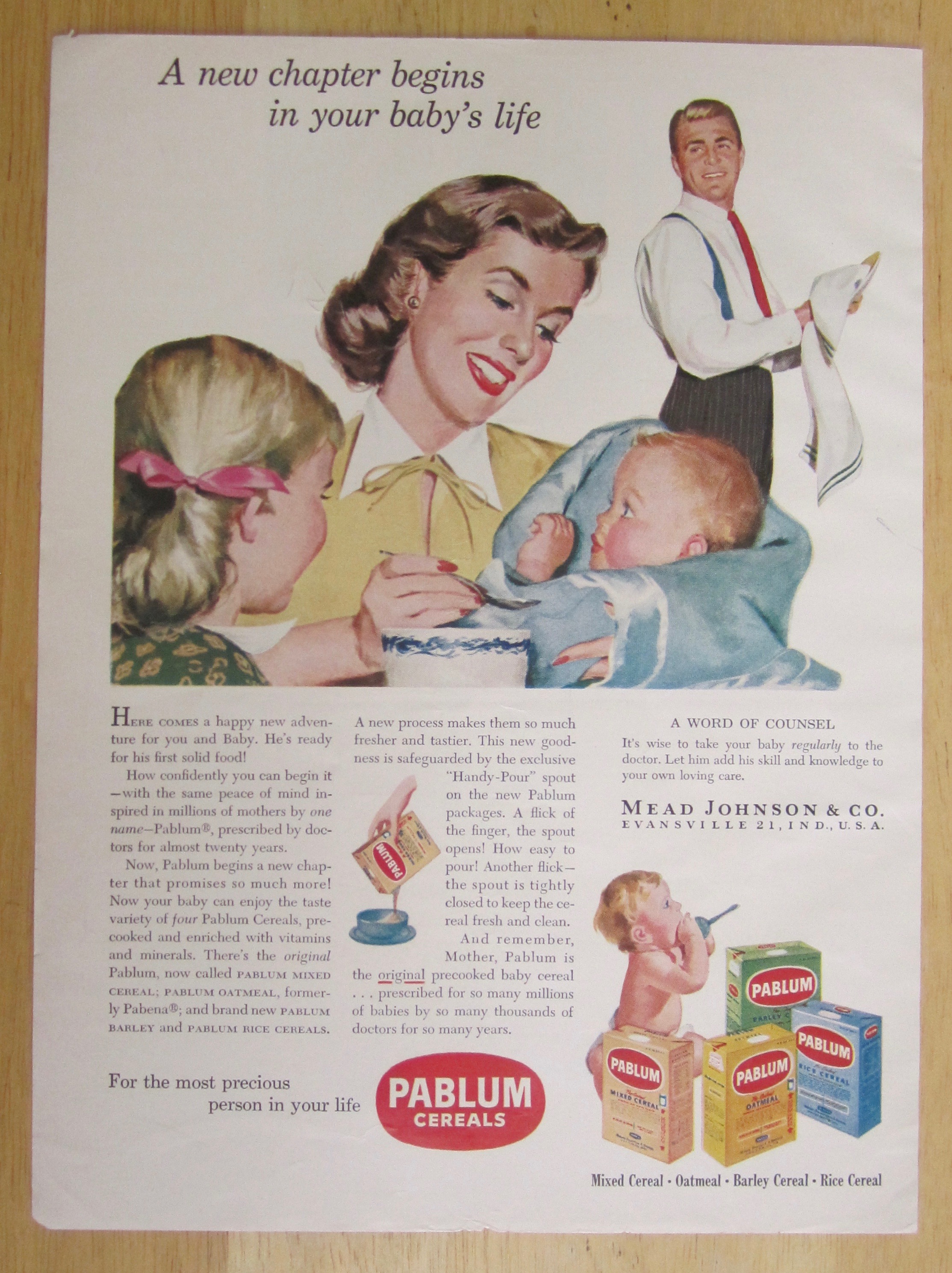 1951 Pablum Cereals with Woman Feeding Baby