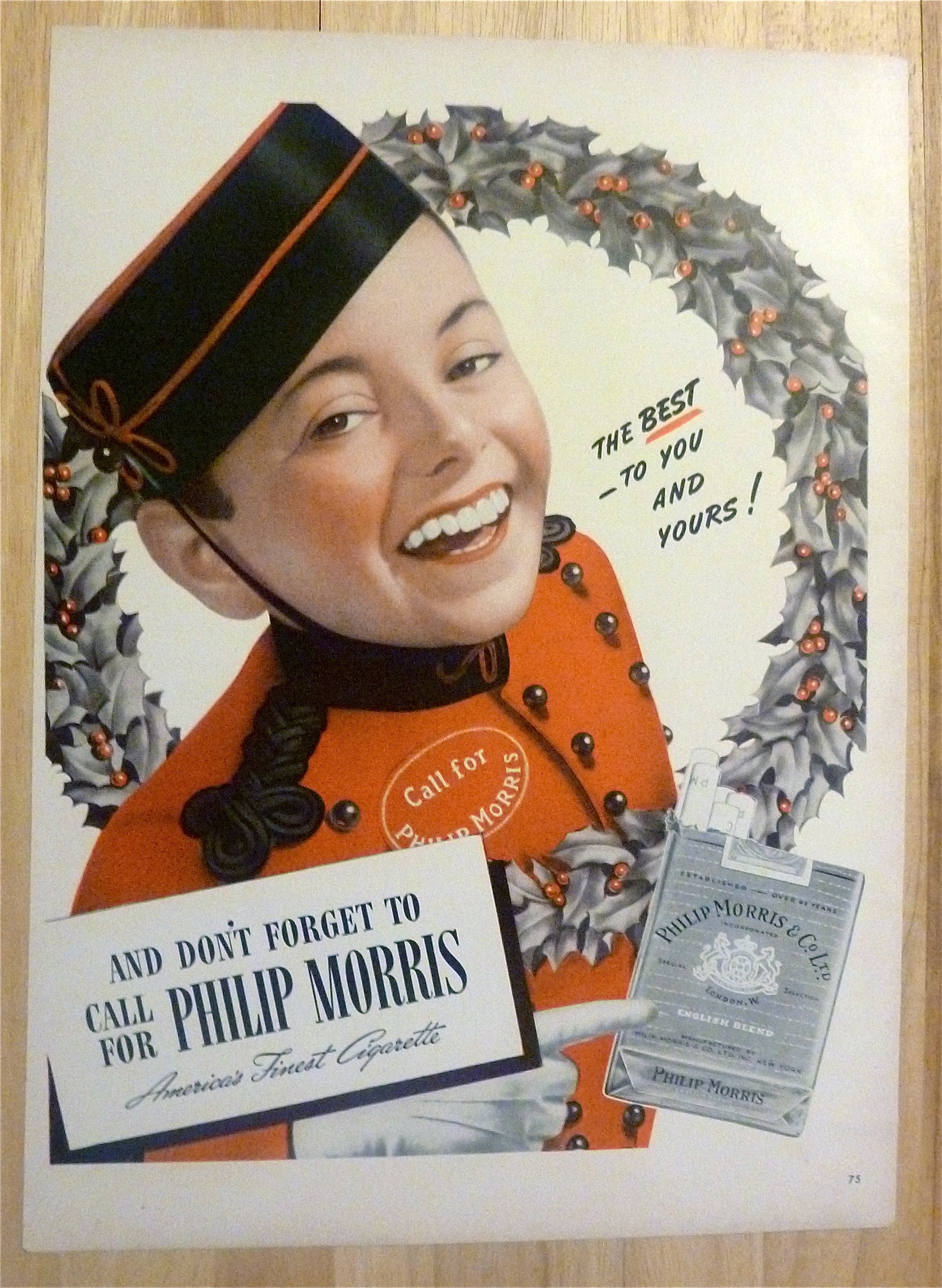 1940 Philip Morris Cigarettes with Bellboy in Wreath