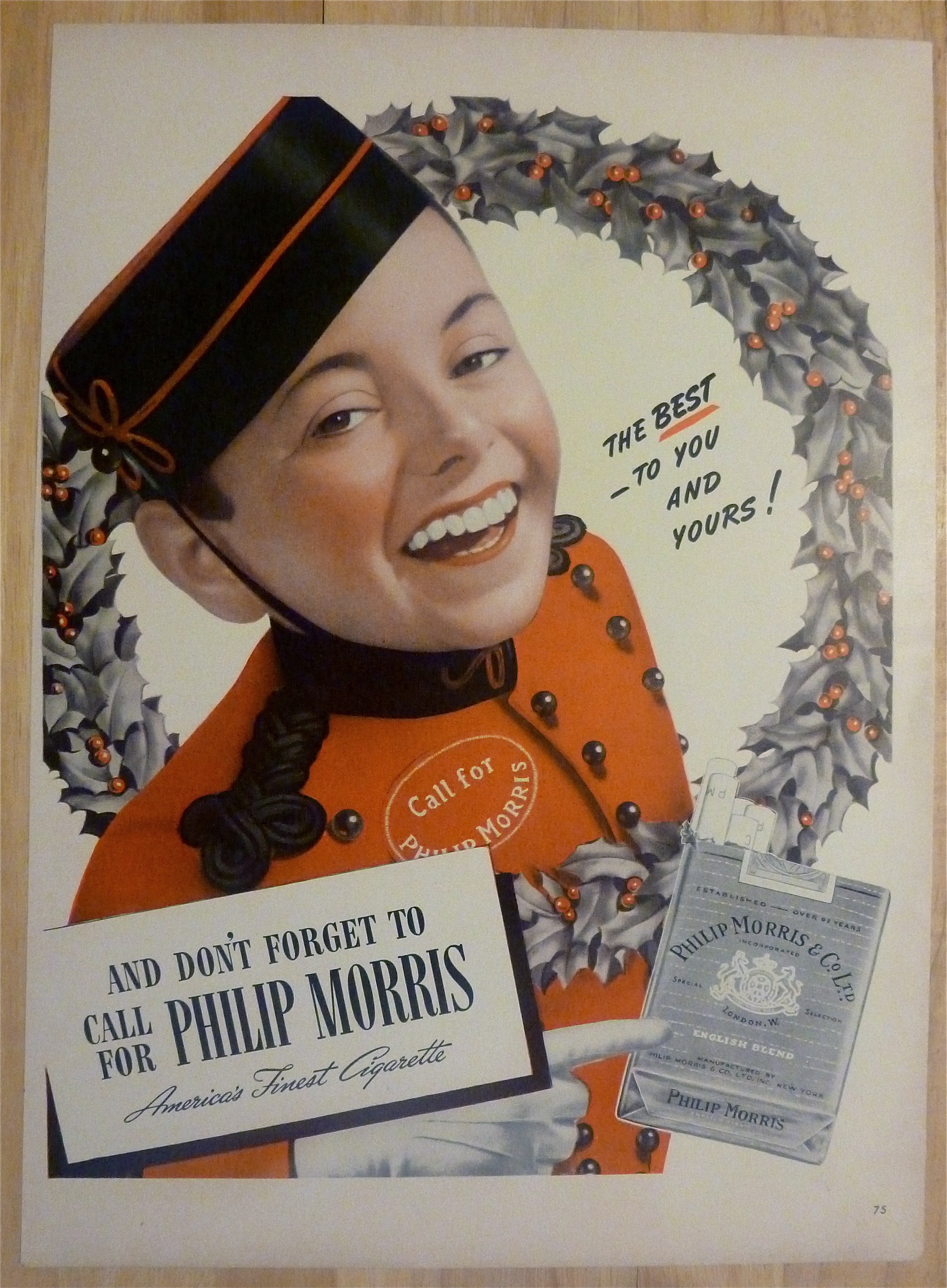 1940 Philip Morris Cigarettes with Bellboy in Wreath