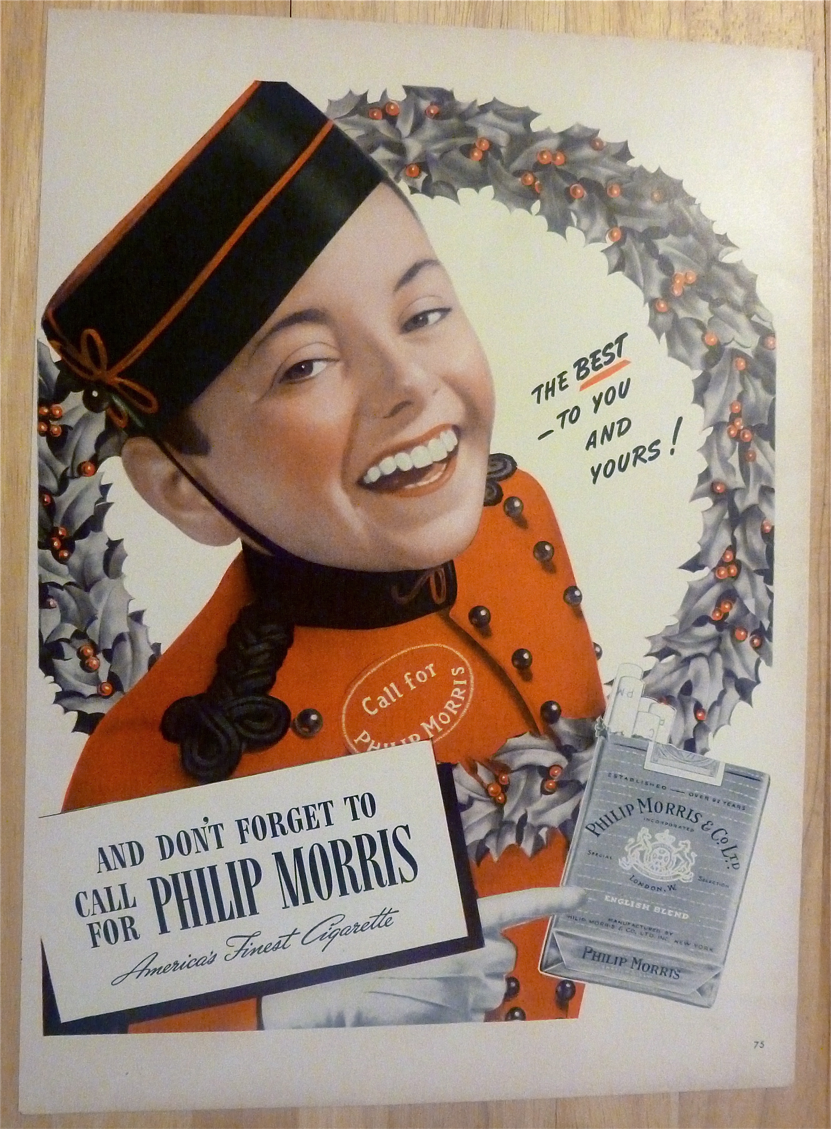 1940 Philip Morris Cigarettes with Bellboy in Wreath