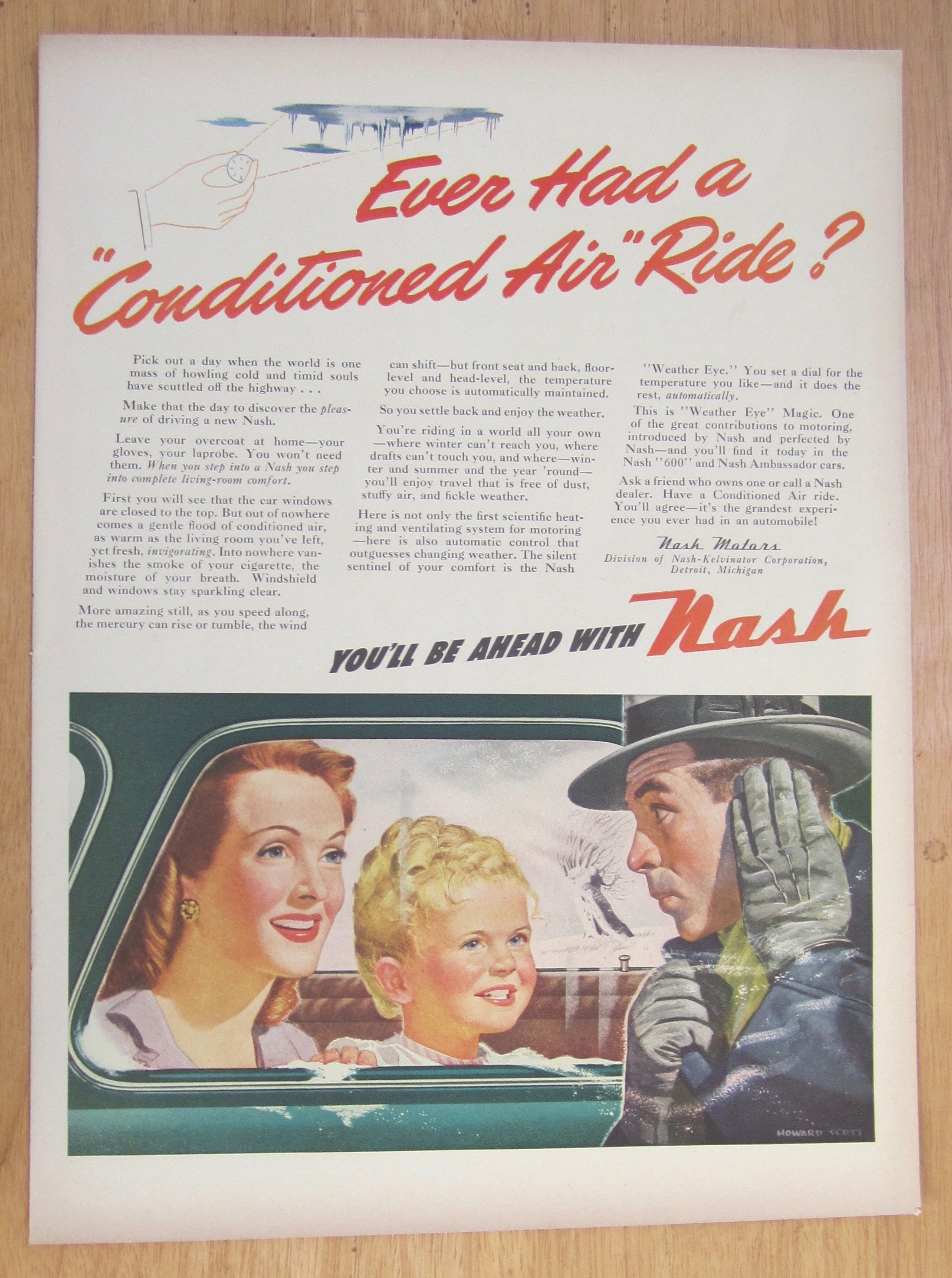 1946 Nash Conditioned Air with Woman & Child in Car