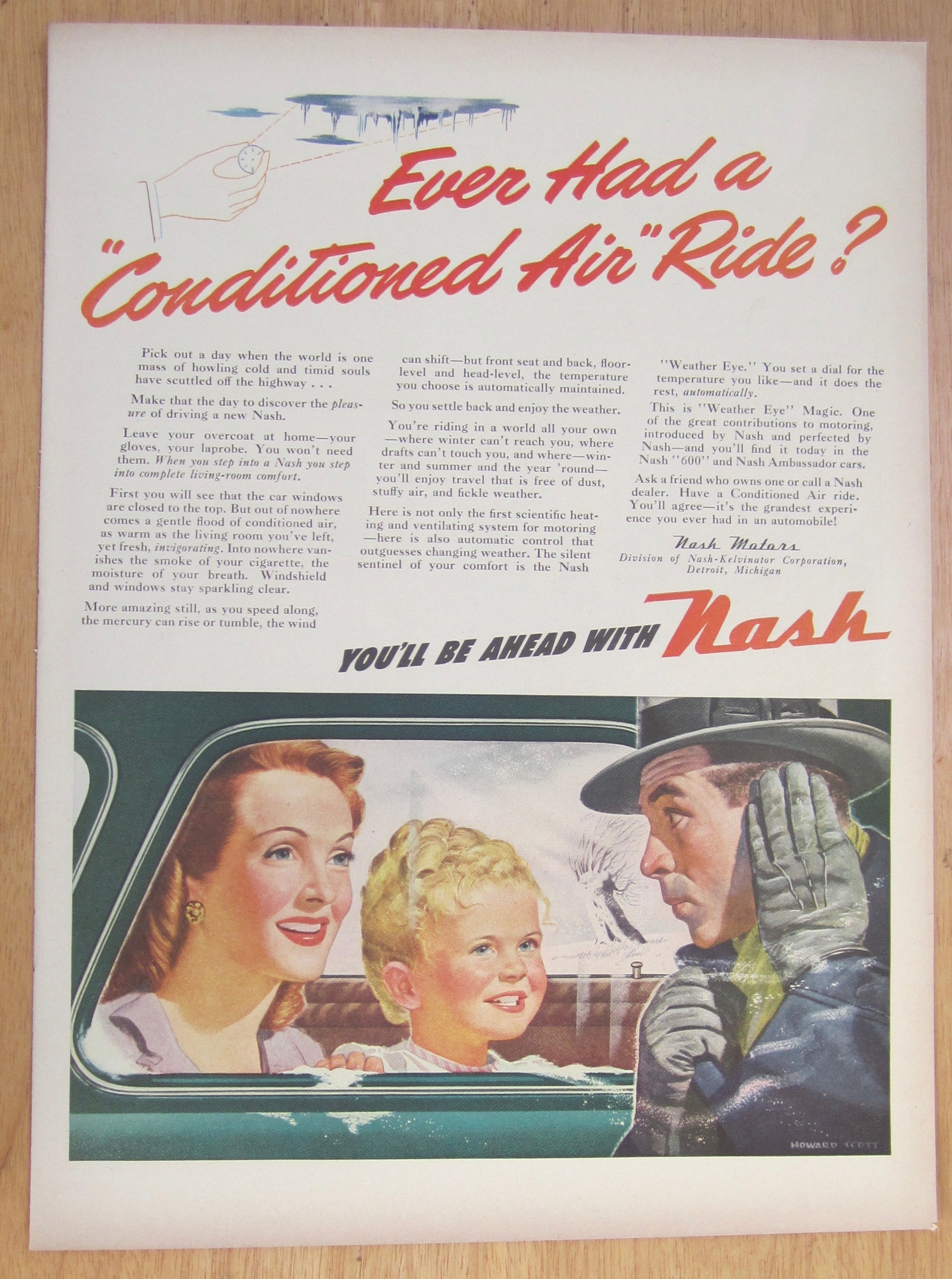 1946 Nash Conditioned Air with Woman & Child in Car
