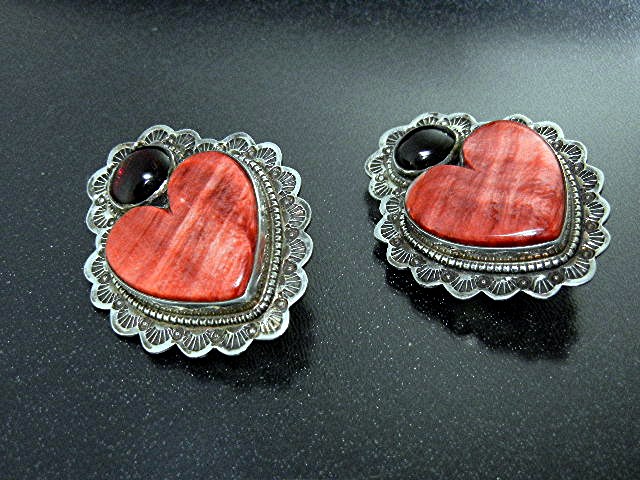 David Troutman Spiny Oyster Garnet Sterling Silver Earr