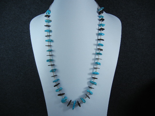 Native American Heishi Turquoise Onyx Necklace