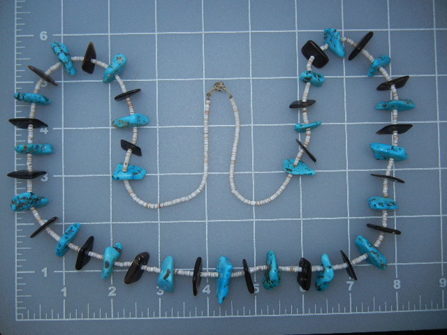 Native American Heishi Turquoise Onyx Necklace