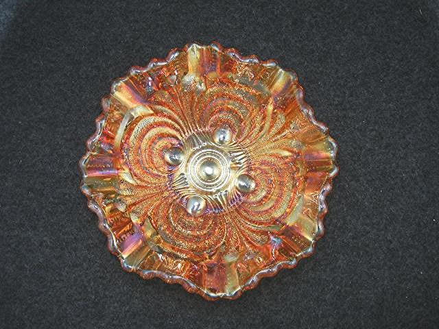 Carnival glass candy dish 60s Orange