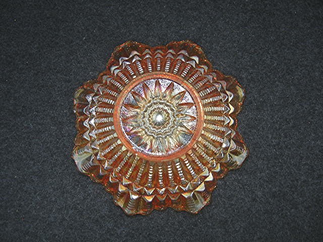 Carnival glass candy dish 60s Orange