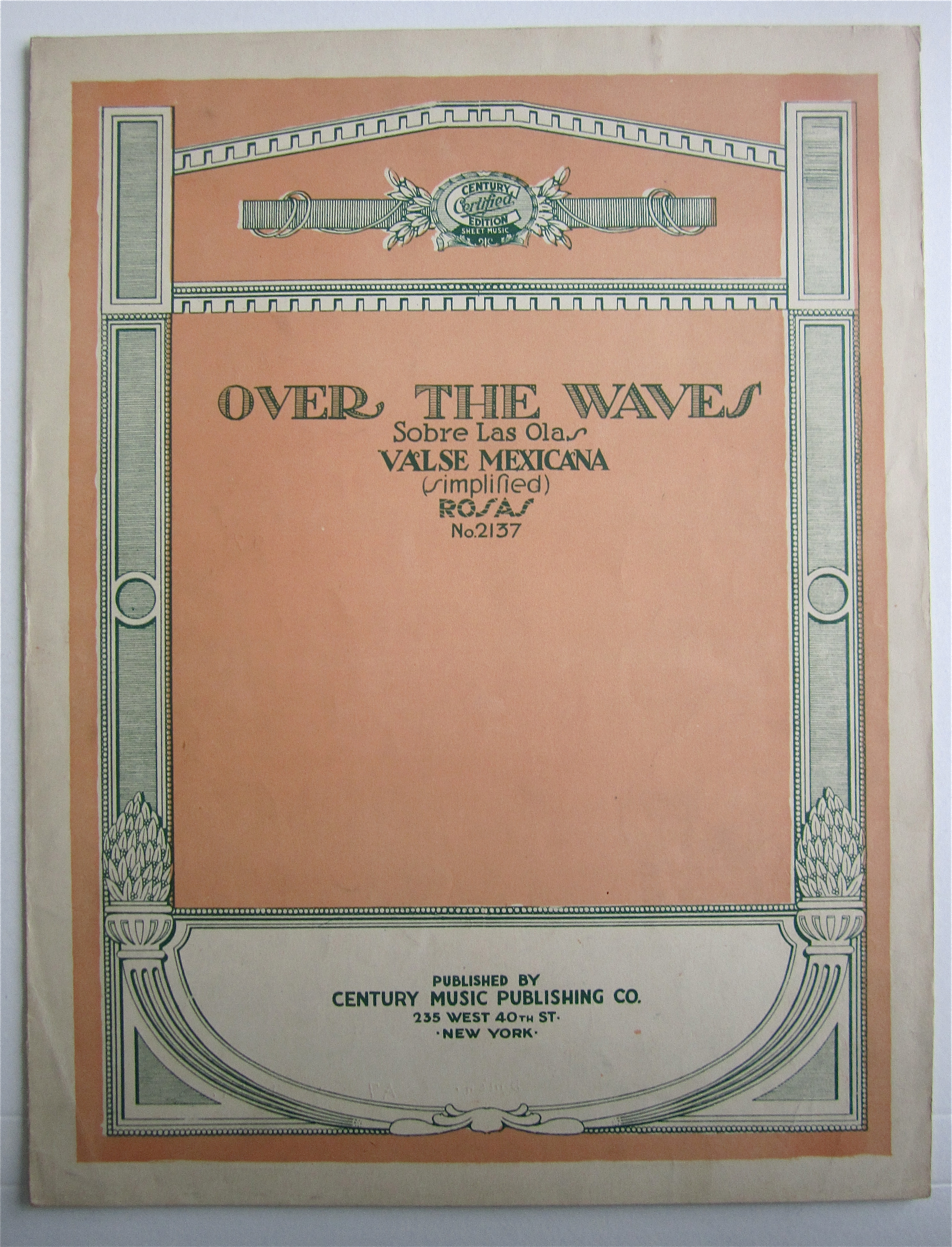 Sheet Music For 1922 Over The Waves