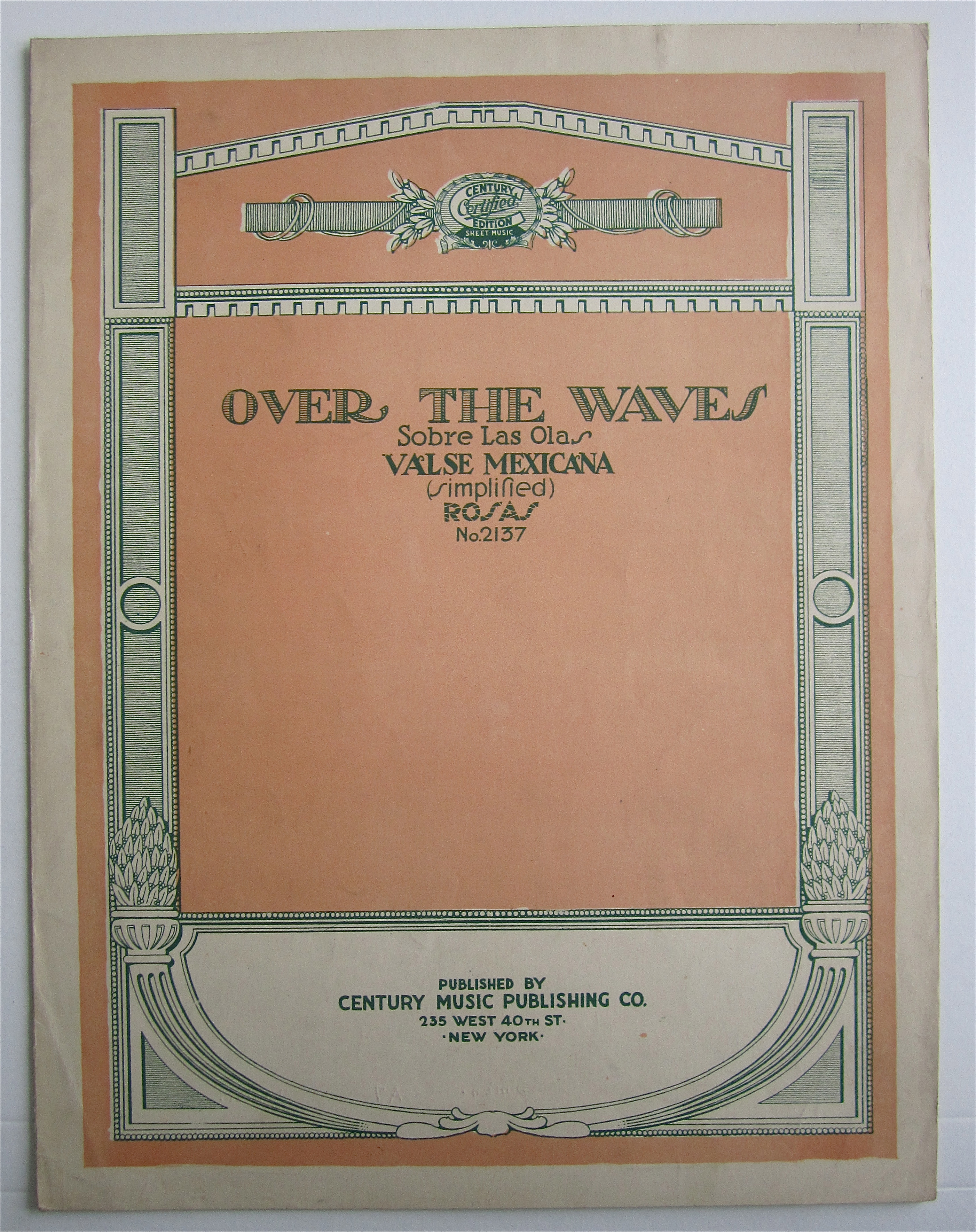 Sheet Music For 1922 Over The Waves
