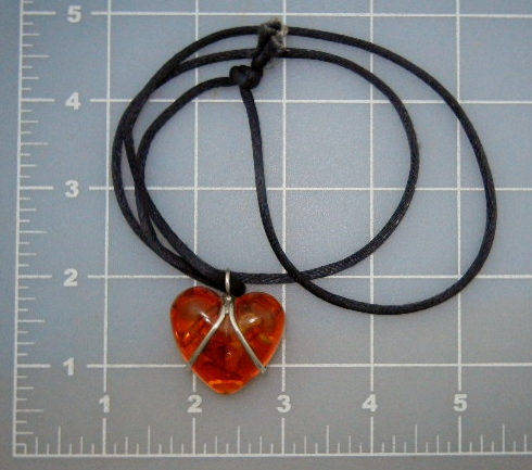 Baltic Amber Heart Silver Wrap Cord Necklace