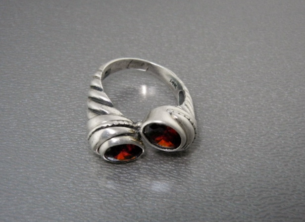 14K Sterling Silver Garnet Ring