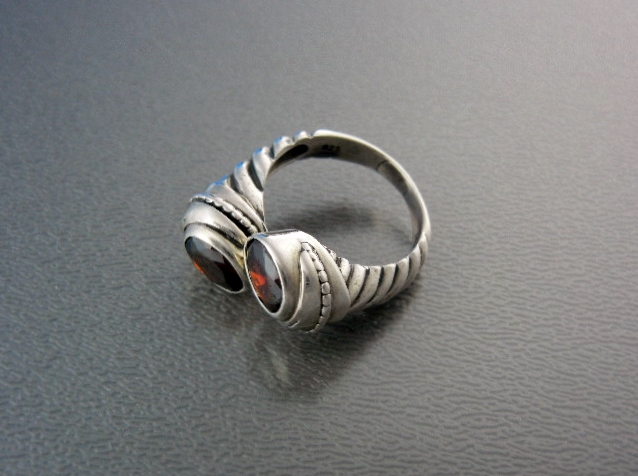 14K Sterling Silver Garnet Ring