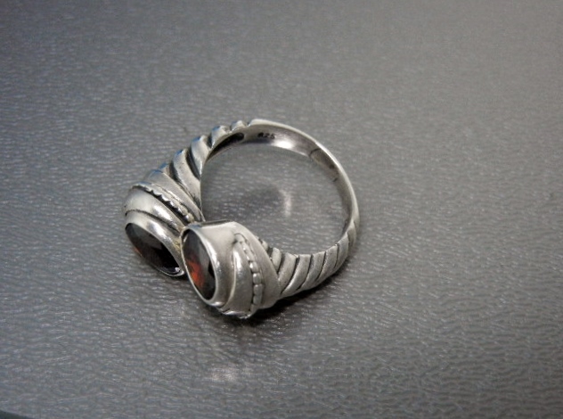 14K Sterling Silver Garnet Ring