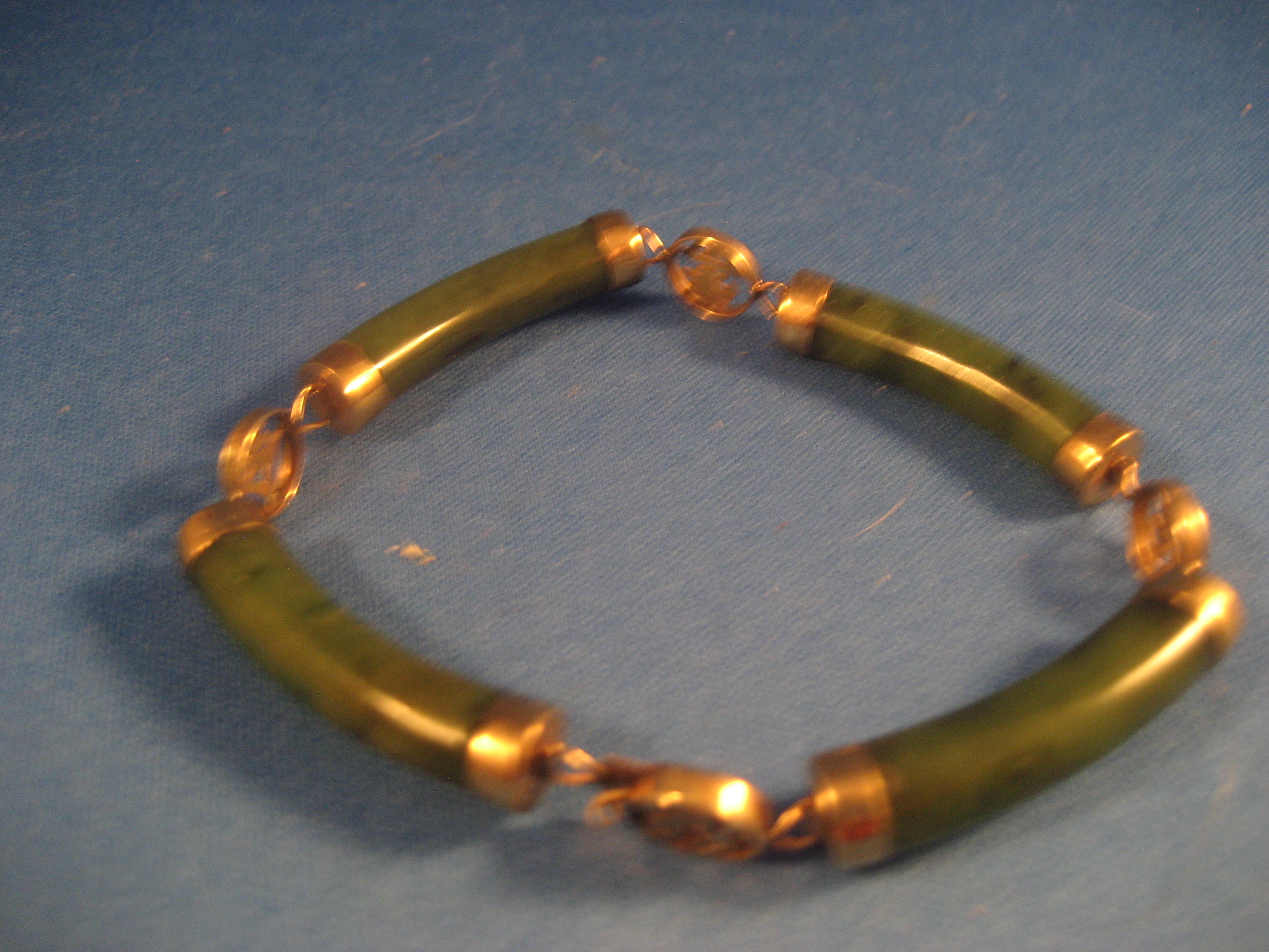 14 KT Gold Jade Bracelet