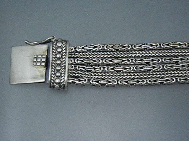 Bali Indonesia Sterling Silver Push Clasp Bracelet
