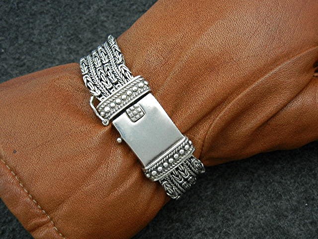 Bali Indonesia Sterling Silver Push Clasp Bracelet