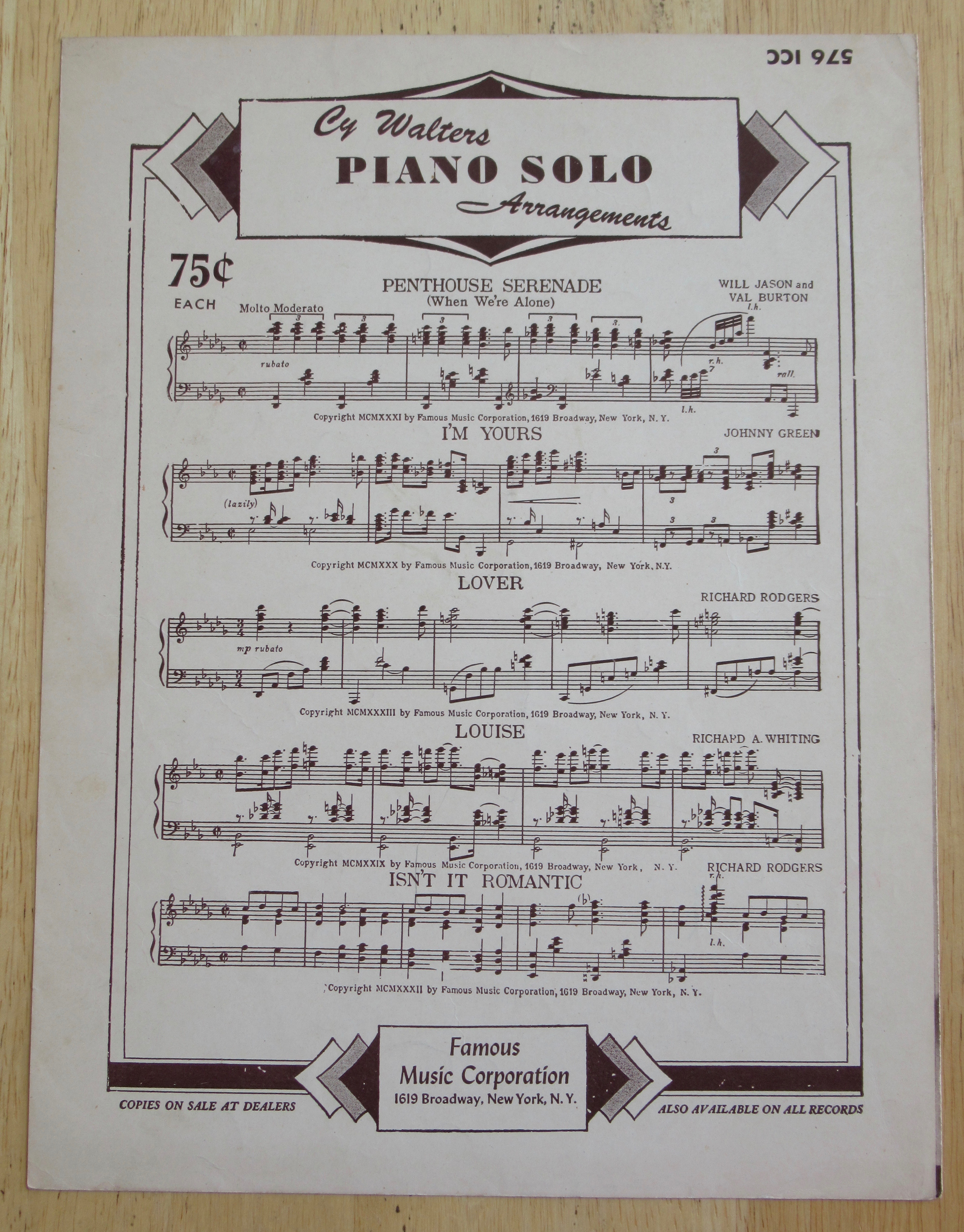 1946 Golden Earrings Sheet Music (Milland & Dietrich)
